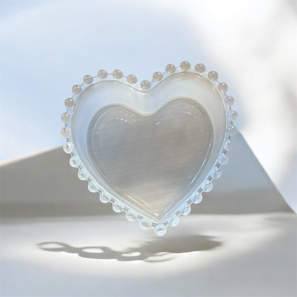 Glass Heart Dish with glass beads on rim